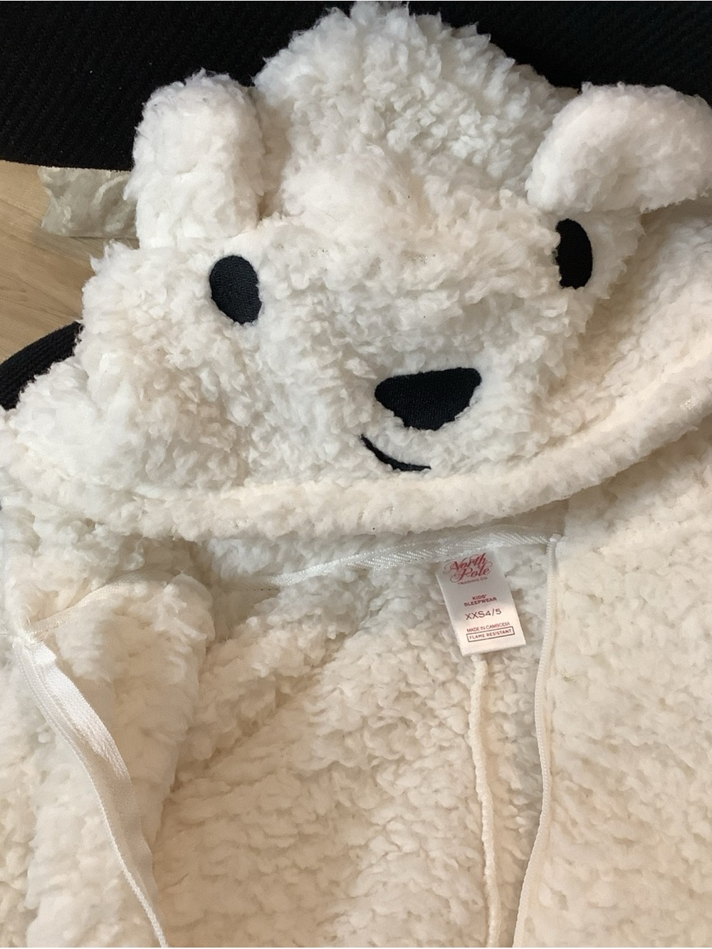 North Pole Trading Co. Polar Bear Toddler Unisex Sherpa Hooded One Piece Pajama